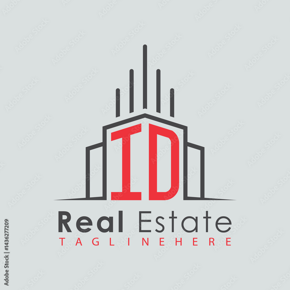 Obraz premium initial monogram logo for real estate with Home and Building shape creative design. 