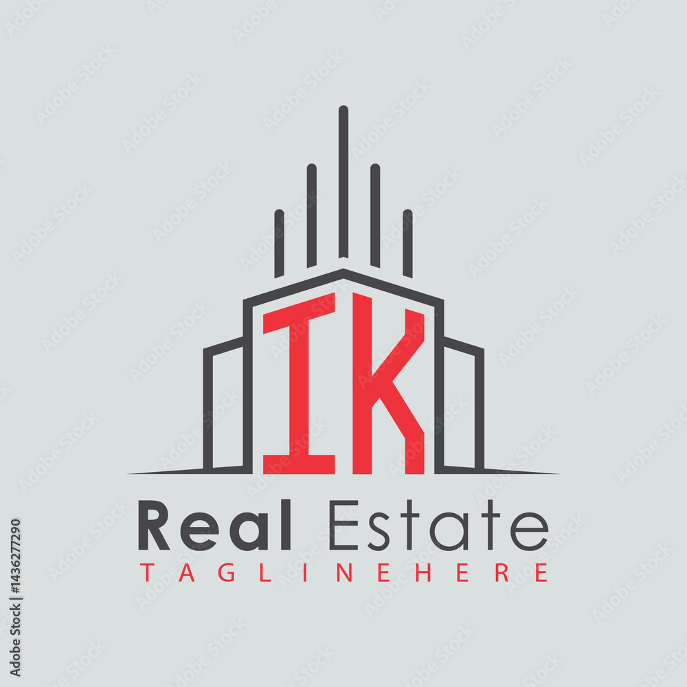 Fototapeta premium initial monogram logo for real estate with Home and Building shape creative design. 