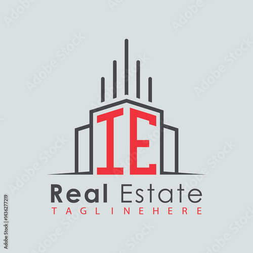 initial monogram logo for real estate with Home and Building shape creative design.	
