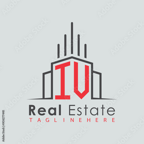 initial monogram logo for real estate with Home and Building shape creative design.	
