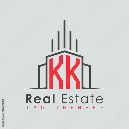 initial monogram logo for real estate with Home and Building shape creative design.	
