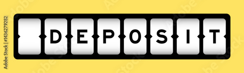 Black color in word deposit on slot banner with yellow color background