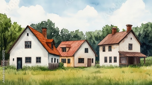 Wallpaper Mural Traditional cheesemaking, wooden cottages, farmers in aprons, charming rural industry, watercolor style Torontodigital.ca