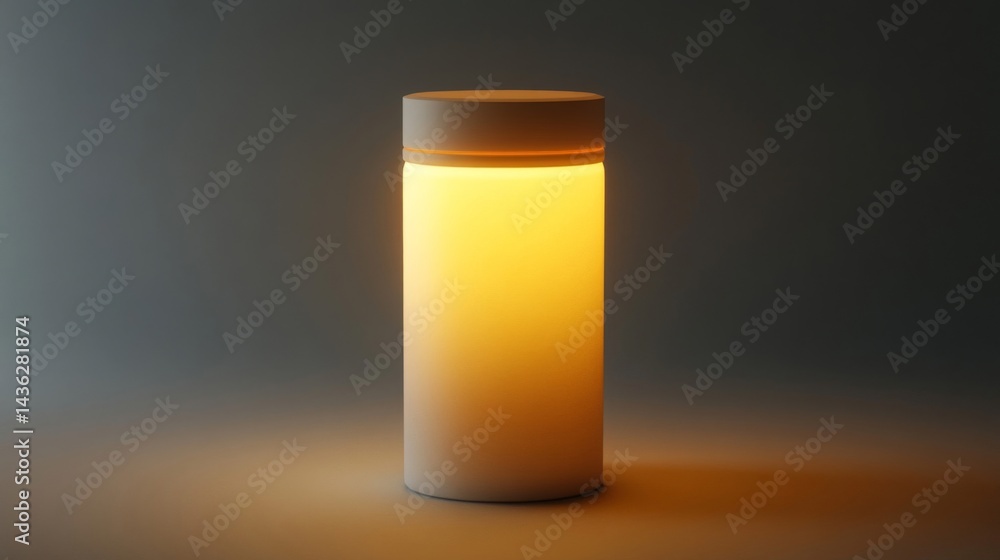 Warm White Cylindrical Lamp on Gray Background Warm White Cylindrical Lamp on Gray Background