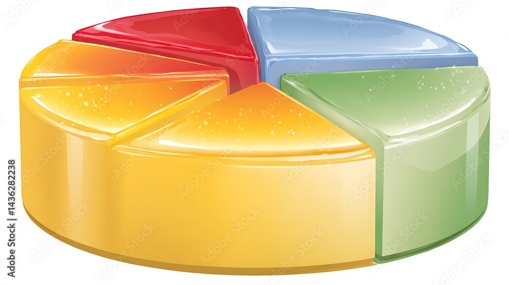 Fototapeta premium Colorful segmented pie chart; data visualization