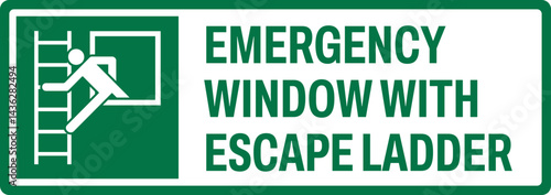 emergency and first aid safety signs v2 uppercase text_emergency window with escape ladder_landscape size 1/2 a4,a3,a2,a1	 