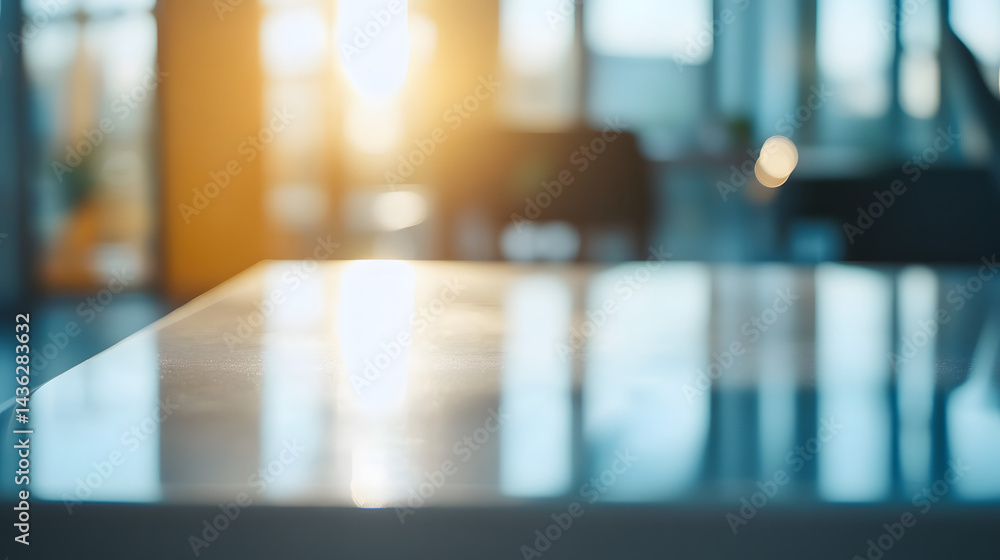 Fototapeta premium Serene modern office photography sunlit reflections in a bright environment
