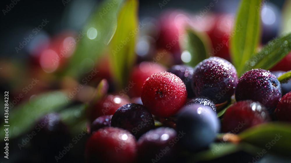 Close-up of colorful berries with red and purple tones Close-up of colorful berries with red and purple tones