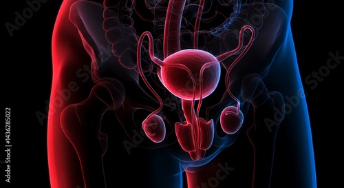 Anatomical visualization of the human male reproductive system highlighting physiology