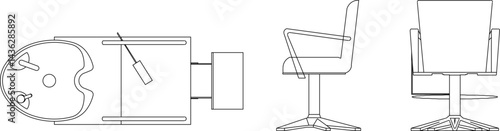 vector sketch illustration silhouette design furniture chair for modern beauty salon