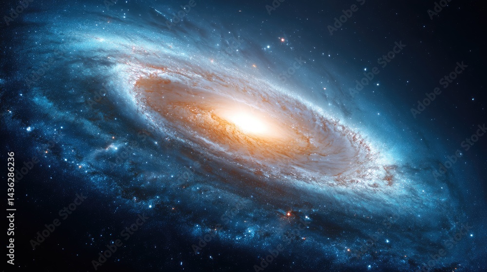 Fototapeta premium Spiral galaxy, cosmic vista, celestial grandeur.