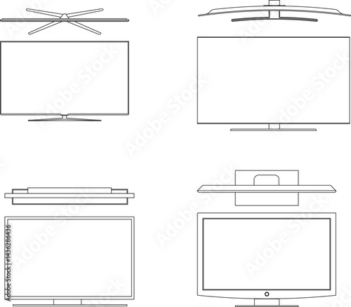 flat screen pc computer monitor design silhouette illustration vector sketch 