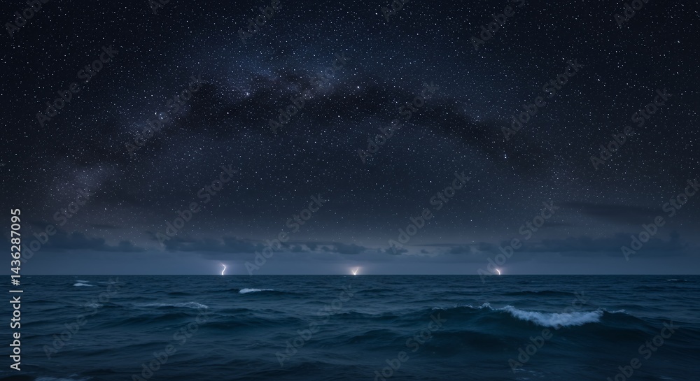 Night Sky Lightning Ocean Night Sky Lightning Ocean