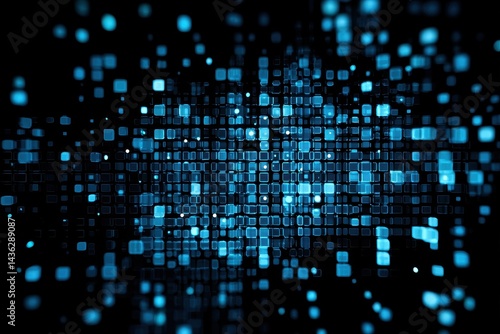 Wallpaper Mural Abstract Blue Glowing Squares Digital Background Torontodigital.ca