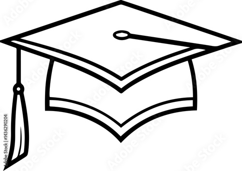 graduation cap outline vector illustration line art