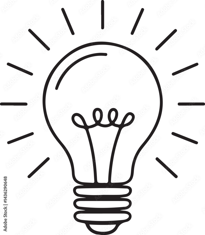Light Bulb Outline Vector Idea Concept Design Minimalist Style Creativity Innovation Light Bulb Outline Vector Idea Concept Design Minimalist Style Creativity Innovation