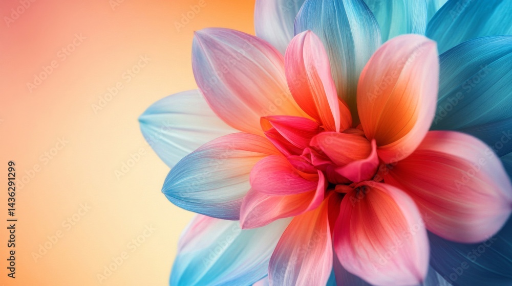 Close Up of a Vibrant Pink and Blue Dahlia Flower