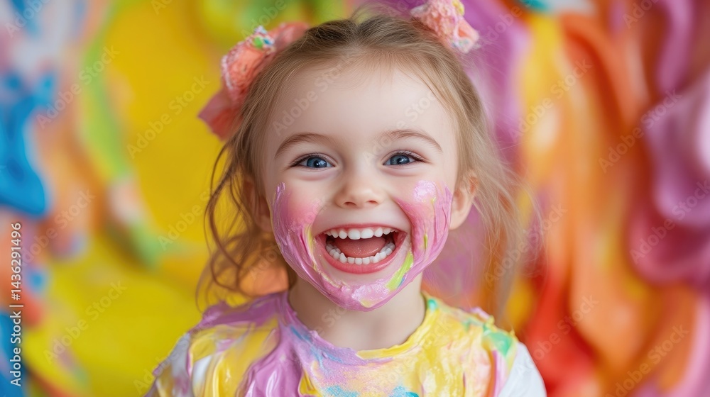 Joyful child covered in paint Joyful child covered in paint