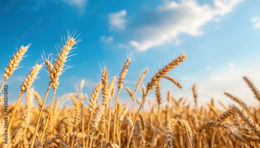 Fototapeta premium Golden wheat field under a vibrant sky