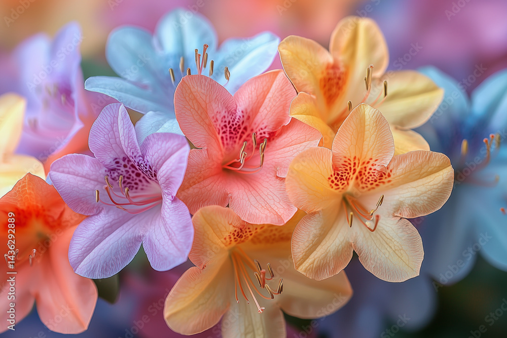 Fototapeta premium Close up of vibrant blooming azalea flowers