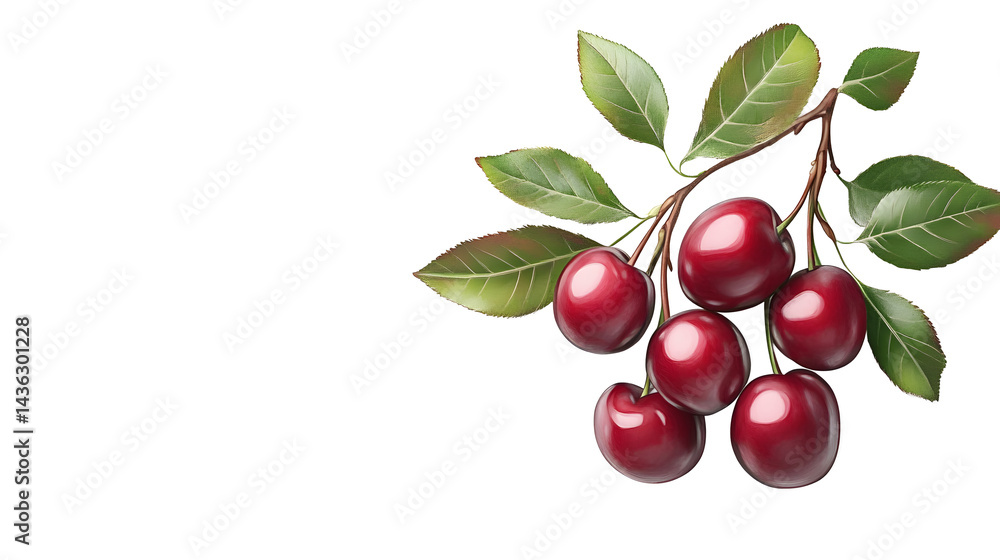 Fresh red cherry set, isolated background
