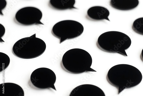 Bold black speech bubble pattern on white, minimalist design , light, background, vector