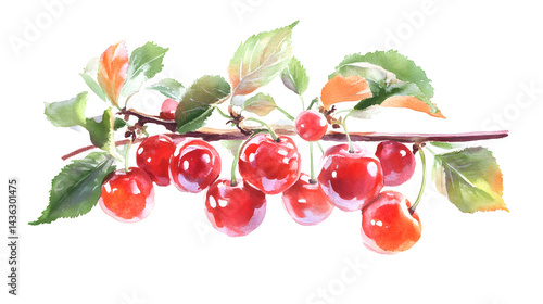 Obraz na płótnie Fresh red cherry set, isolated background
w salonie