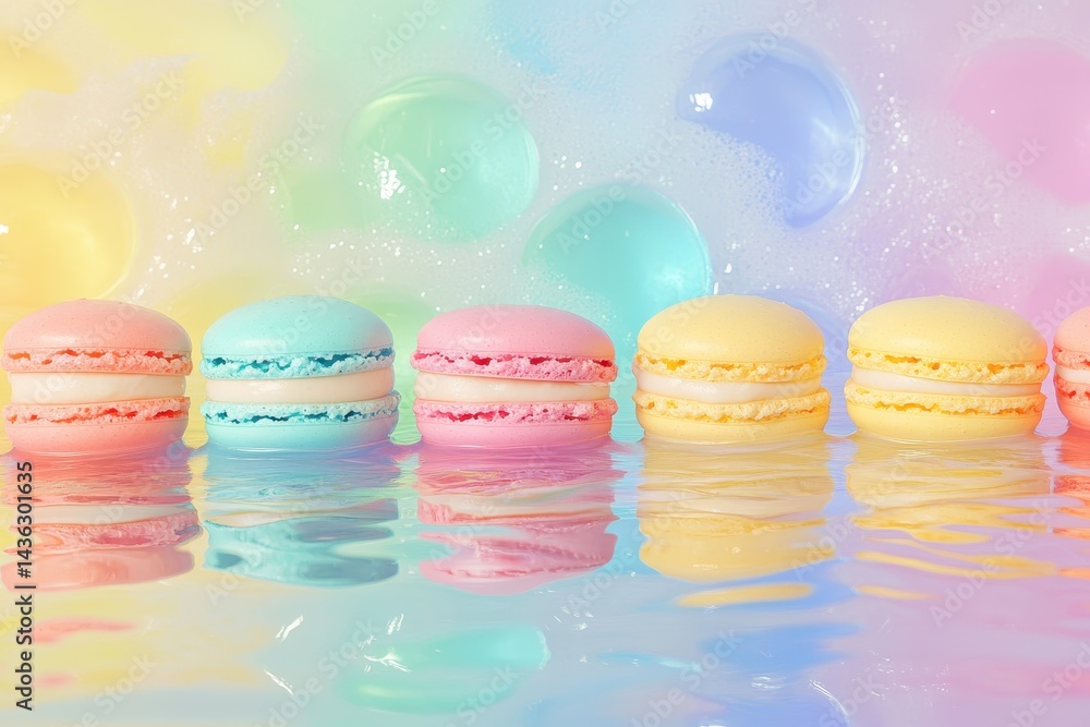 Close-up of rainbow macarons on a pastel background
Close-up of rainbow macarons on a pastel background