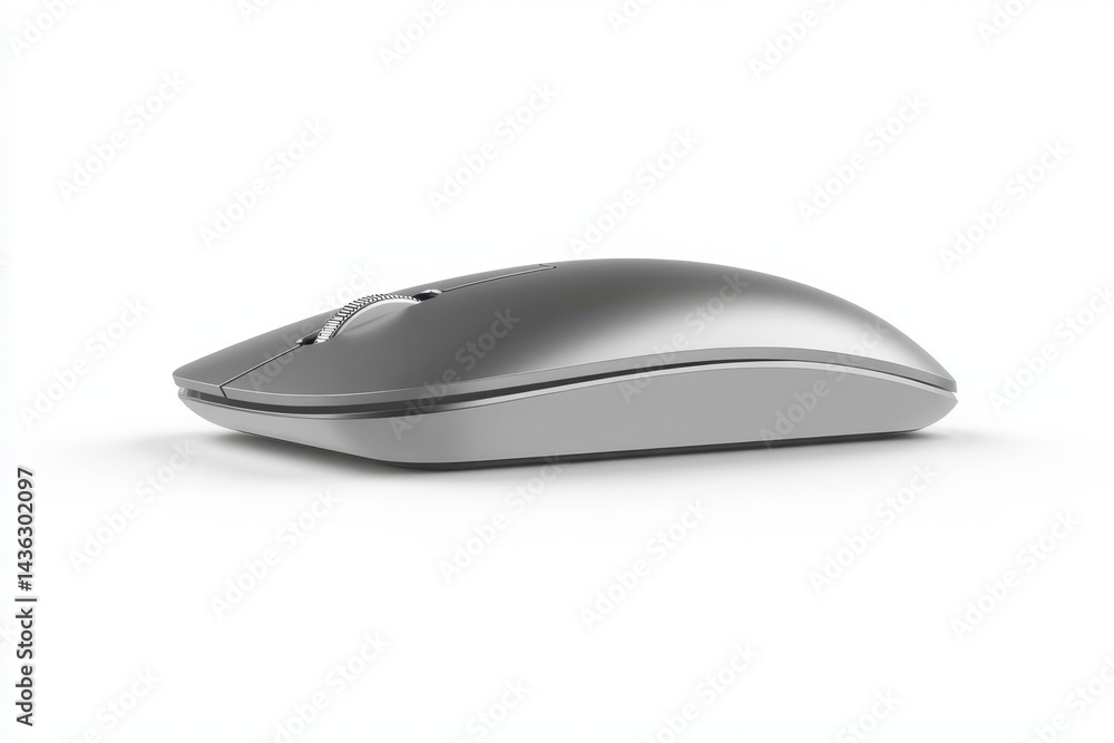 Sleek, gray wireless computer mouse Sleek, gray wireless computer mouse