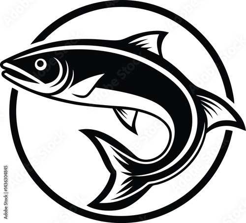 Atlantic Salmon fish silhouette salmon fishing vector art of illustration cut out vector icon Sketch of fish Salmon trout Hand drawn illustration Vector.