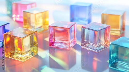 Colorful Glass Cubes Reflection Still Life