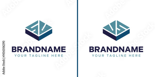 Letters SV and VS Box Logo, symbolizing strength, stability, and precision