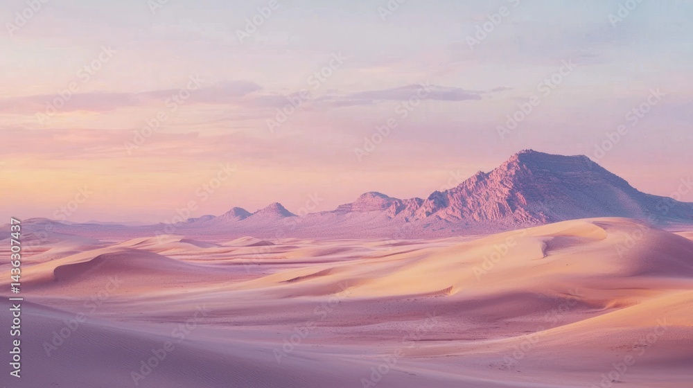 Naklejka premium A desert landscape bathed in soft twilight colors
