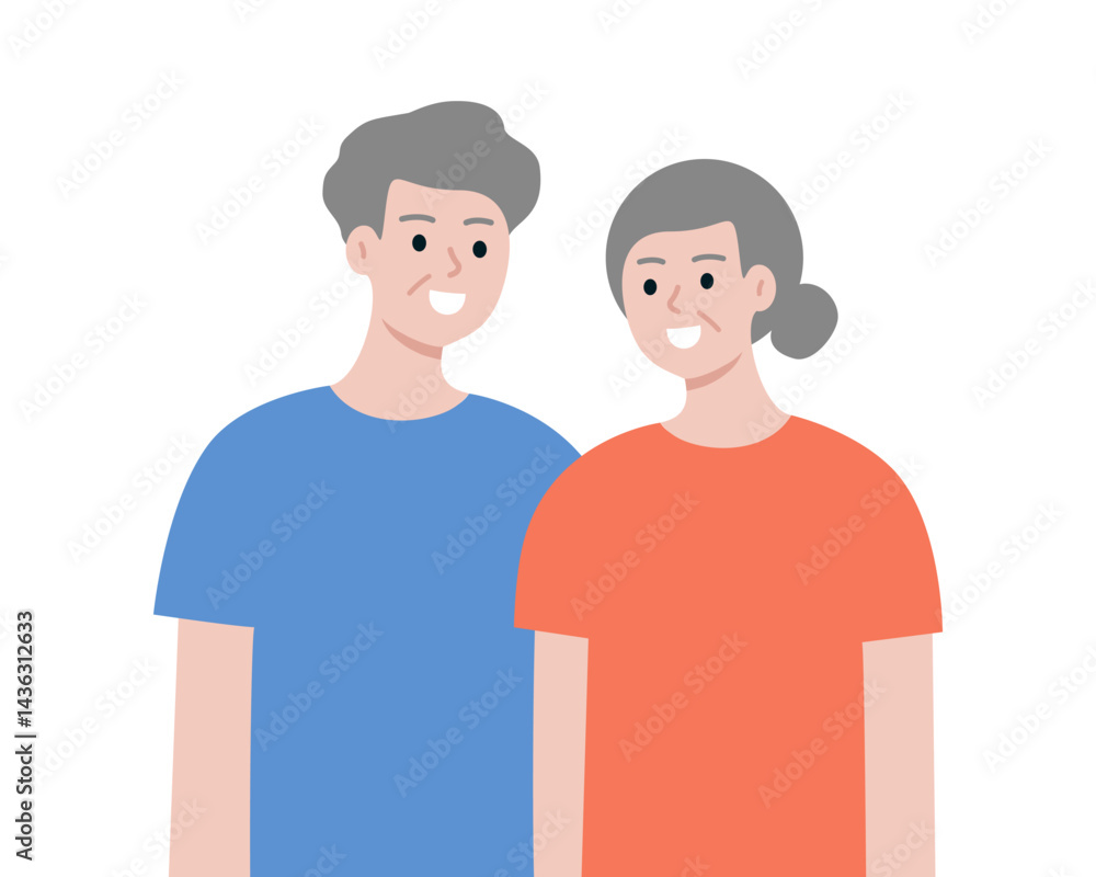 Happy elder man and woman lover. Smiling senior couple. Healthcare, positive lifestyle, mental health concepts. Flat vector people character design isolated illustration. Happy elder man and woman lover. Smiling senior couple. Healthcare, positive lifestyle, mental health concepts. Flat vector people character design isolated illustration.