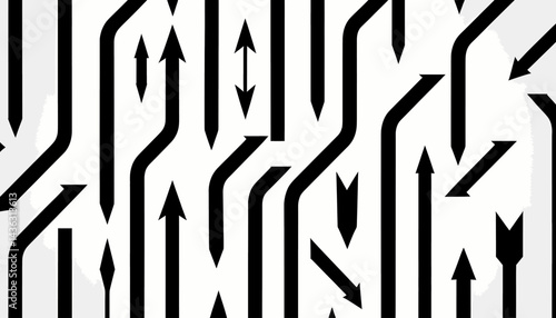 Black_and_White_Arrow_Maze_Abstract_Directional_Flow_Navigational_Arrows_Complex_Paths_Guidance_Concept_Decision_Making_Challenges_Pathways_Visual_Puzzle_Strategic_Planning_Black_and_White_Art