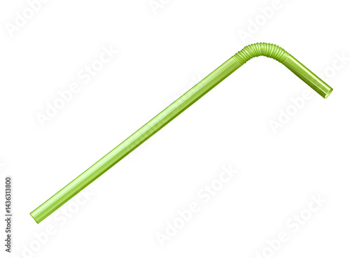 Vector illustration of a green straw isolated on a transparent background.