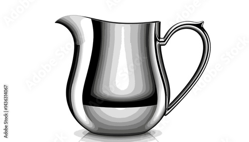Elegant Silver Pitcher_Classic Creamer Jug_Vintage Style Milk Server_Refined Tableware_Timeless Design_Shiny Metal Container_Pouring Vessel_Kitchenware Accent_Liquid Dispenser