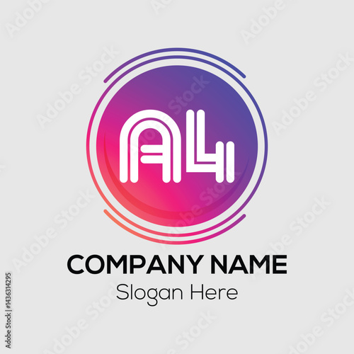 Abstract logo design concept features a modern vector icon as a symbol for business and technology with a4 Logo design template