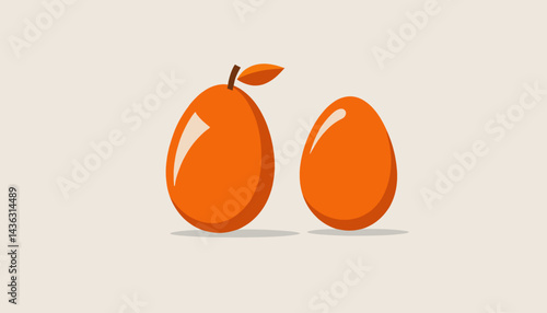 Minimalist Orange Fruits_ Abstract_ Fresh_ Healthy_ Sweet Treat_ Vibrant_ Digital Art_ Modern Design_ Simple_ Graphic_ Illustration_ Still Life_ Two Objects_ Orange Color