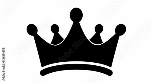 A digital illustration in vibrant, saturated colors, with thick, dark black lines, depicting a solid black silhouette of a crown. The crown color is a vibrant solid black fill. The background is white