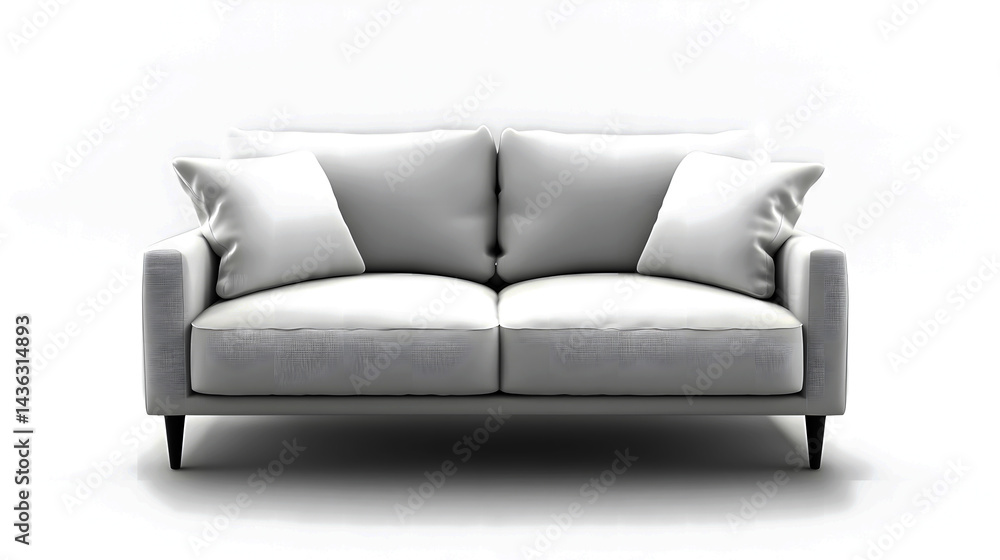 Fototapeta premium Minimalist white couch with a single pillow
