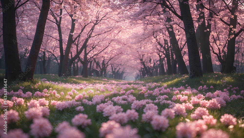 Pink Blossoms in Forest Pink Blossoms in Forest