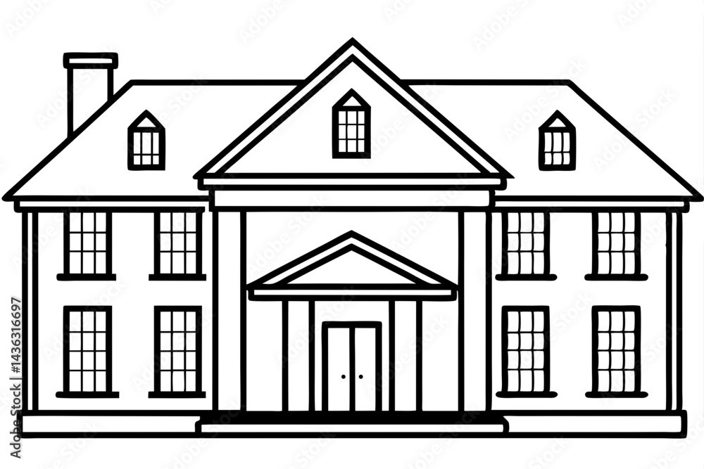 Fototapeta premium Minimalist House Line Art Vector | House Logo Icon Clipart Illustration on White Background