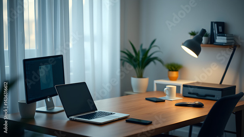 Wallpaper Mural Modern Minimalist Home Office Workspace with Natural Light Torontodigital.ca