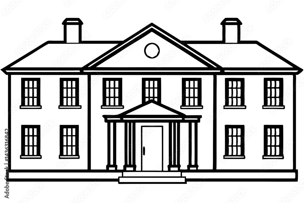 Fototapeta premium Minimalist House Line Art Vector | House Logo Icon Clipart Illustration on White Background