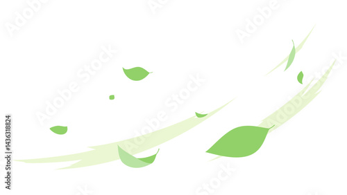 シンプルな葉っぱが舞う背景イラスト_16:9