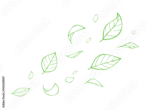 おしゃれな葉っぱが舞う背景イラスト