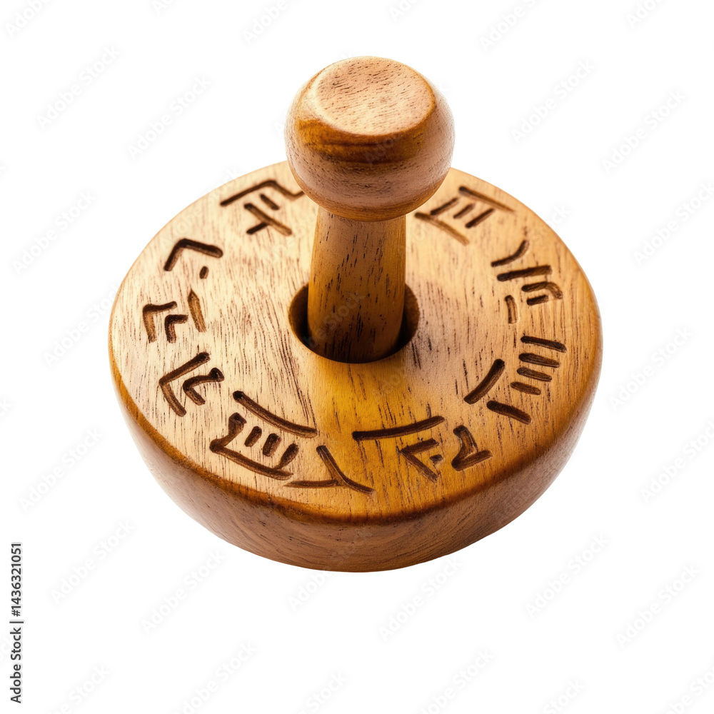 Hanukkah Dreidel With Hebrew Letters Wooden isolated on a transparent backgroun Hanukkah Dreidel With Hebrew Letters Wooden isolated on a transparent backgroun