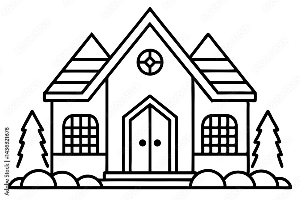 Minimalist House Line Art Vector | House Logo Icon Clipart Illustration on White Background Minimalist House Line Art Vector | House Logo Icon Clipart Illustration on White Background
