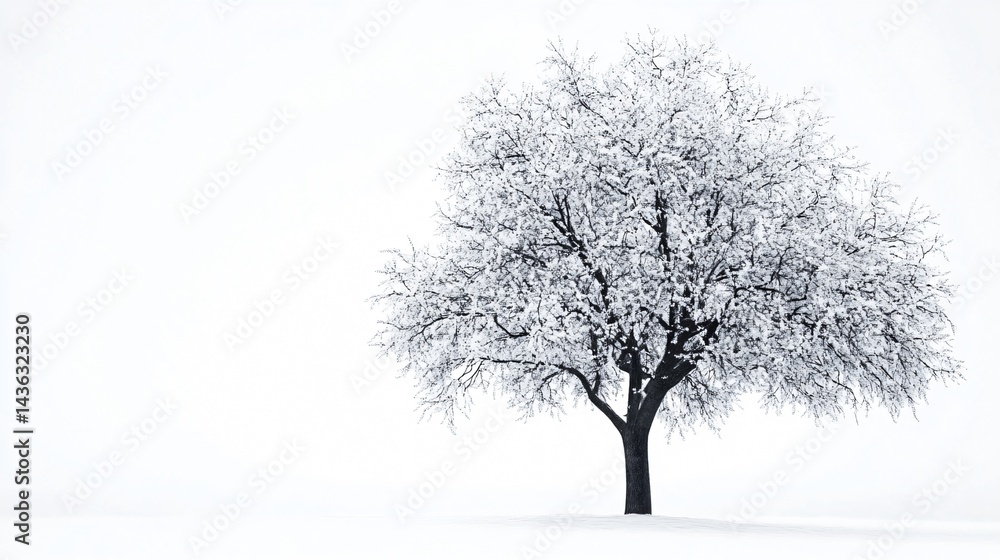Fototapeta premium Stunning Isolated Beautiful White Tree with 6:9 Aspect Ratio
